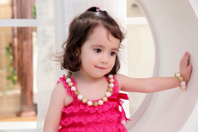 VCMART Girls Chunky Bubblegum Beaded Necklace & Hairpin Set - Image 3